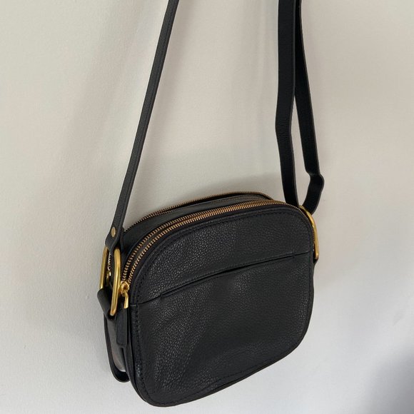 Fossil Black Elle Crossbody Bag Animal Print Cow Hide - Picture 10 of 11